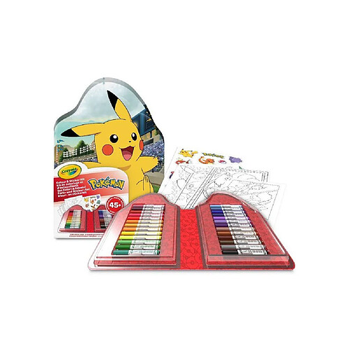 Crayola Pokémon - Coffret de coloriage et stickers 45 pièces - Étui thématique