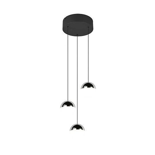 RL Suspension LED minimaliste noire ronde avec sph?res chromées blanches 5W 4000K