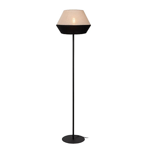 Lucide Lampadaire de sol japandi noir et beige avec abat-jour géométrique 1x E27 40W