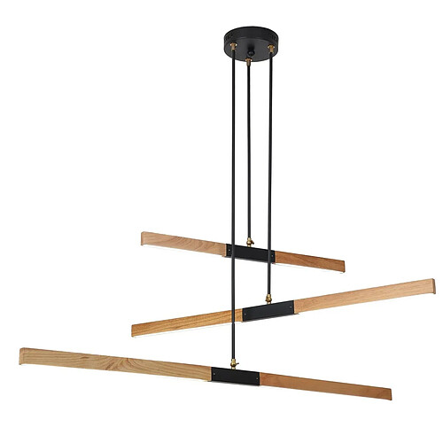 Suspension Lugano bois/noir LED 3x 48W Light Prestige