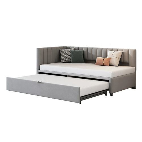 STILVORA Canapé-lit 90/200 cm gris en velours avec lit gigogne convertible