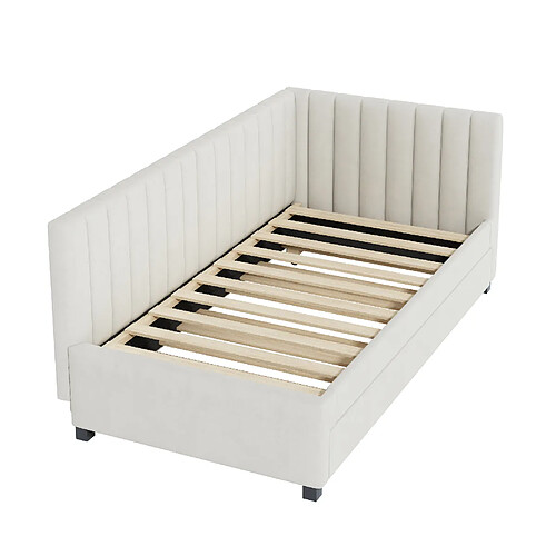 STILVORA Lit de repos 90/200 cm beige en velours avec lit gigogne