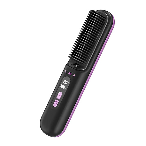 Avizar Brosse Lissante Sans Fil en Céramique avec Peigne Anti-Brûlure Rechargeable Noir