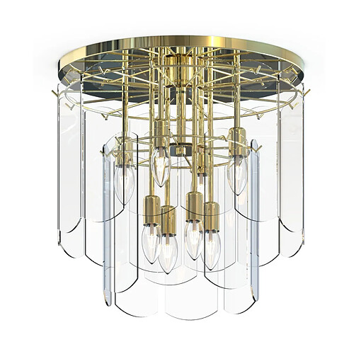 Plafonnier NIRA doré en verre transparent 8xE14 Zuma Line