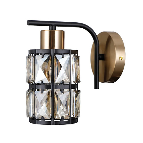 Italux Applique glamour noir laiton cristaux ambre 1xE27 40W