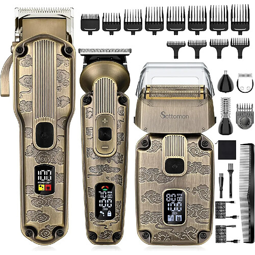 Set Tondeuse Cheveux HT-6081 HATTEKER Tondeuse Cheveux et Barbe 4 en 1 Rasoir électrique