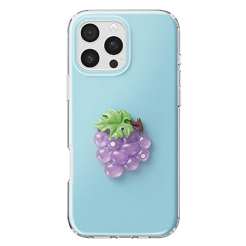 Avizar Coque pour iPhone 16 Pro avec Motif Raisin en Relief 3D et Contour Surélevé Bleu