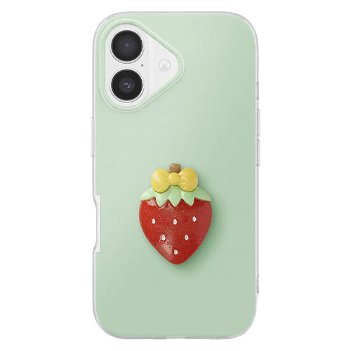 Avizar Coque pour iPhone 17 avec Motif Fraise en Relief 3D et Contour Surélevé Vert