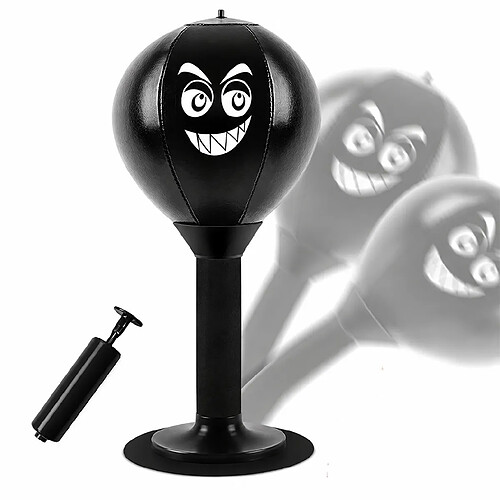 INF Balle de Boxe de Bureau Anti-Stress avec Ventouse et Pompe Black