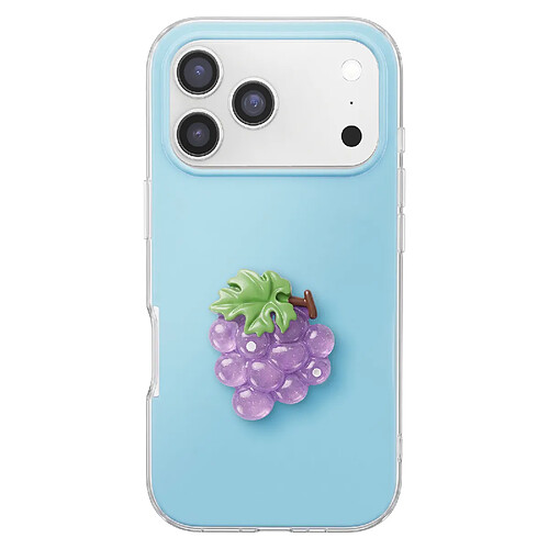 Avizar Coque pour iPhone 17 Pro avec Motif Raisin en Relief 3D et Contour Surélevé Bleu