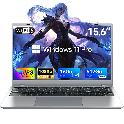VANWIN PC Portable-15.6"FHD-Intel Pentium Gold 6500Y(Jusqu'à 3.4 GHz)-16Go RAM-512Go SSD