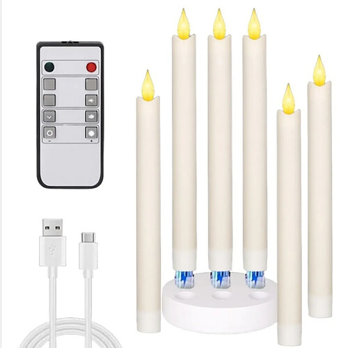 INF Bougies LED Rechargeables HC-022S avec Télécommande, Pack de 6, Blanc Chaud