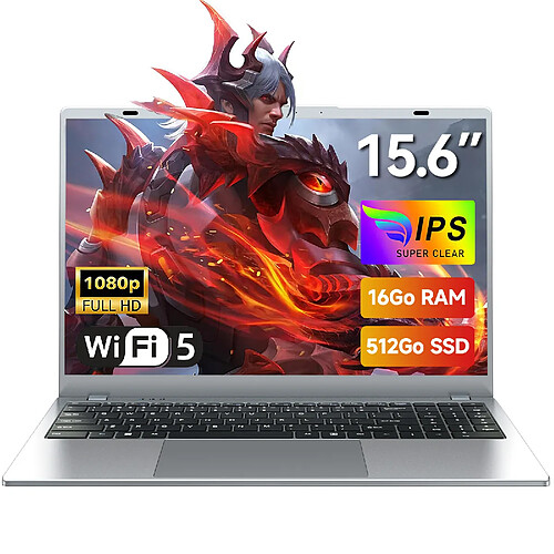 VANWIN PC Portable-15.6"FHD-Intel Pentium Gold 6500Y(Jusqu'à 3.4 GHz)-16Go RAM-512Go SSD