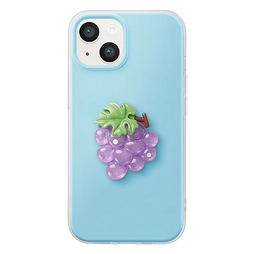 Avizar Coque pour iPhone 14 avec Motif Raisin en Relief 3D et Contour Surélevé Bleu