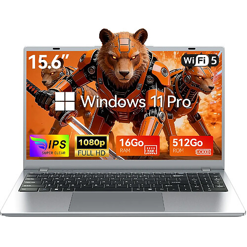 VANWIN PC Portable-15.6"FHD-Intel Pentium Gold 6500Y(Jusqu'à 3.4 GHz)-16Go RAM-512Go SSD