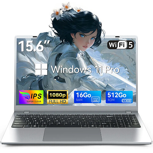 VANWIN PC Portable-15.6"FHD-Intel Pentium Gold 6500Y(Jusqu'à 3.4 GHz)-16Go RAM-512Go SSD