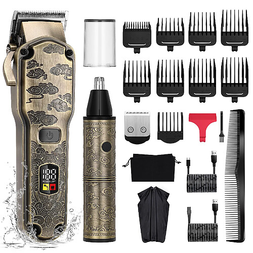 Tondeuse Cheveux et Tondeuse Pour Poils HATTEKER 2-en-1 Rechargeable, Longue Autonomie