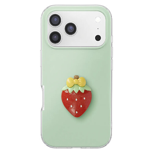 Avizar Coque pour iPhone 17 Pro avec Motif Fraise en Relief 3D et Contour Surélevé Vert