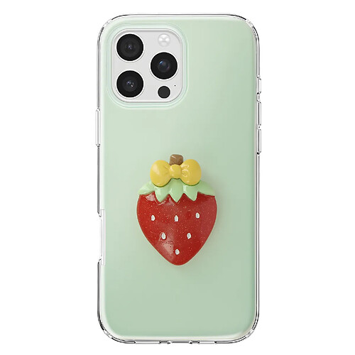 Avizar Coque pour iPhone 16 Pro avec Motif Fraise en Relief 3D et Contour Surélevé Vert