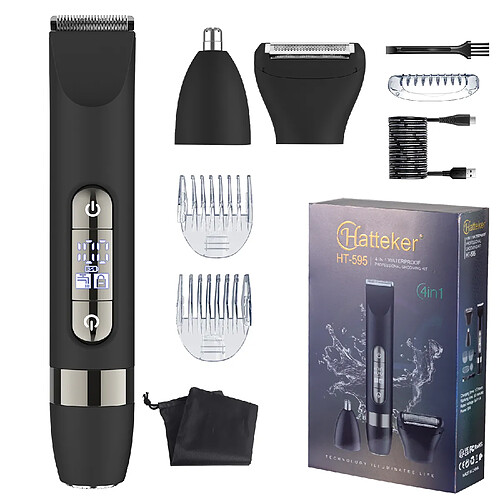 Kit 4 en 1 rasoir électrique tondeuse pour poils nez et tondeuse pour visage HATTEKER IPX7
