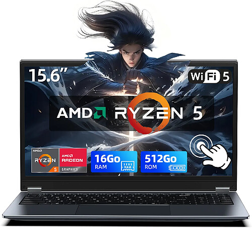 VANWIN PC Portable YOGA Ecran Tactile rotation 360°AMD Ryzen5 7430U RAM 16Go DDR4 SSD 512Go