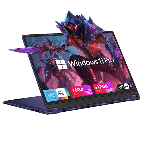 VANWIN PC Portable 15,6" FHD Ecran Tactile Rotation 360°Intel Core m3-8100Y 16Go RAM SSD 512Go
