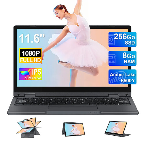 VANWIN PC Portable 11.6"Ecran Tactile rotation 360°8Go RAM 256Go SSD-Intel® Pentium® Gold 6500Y