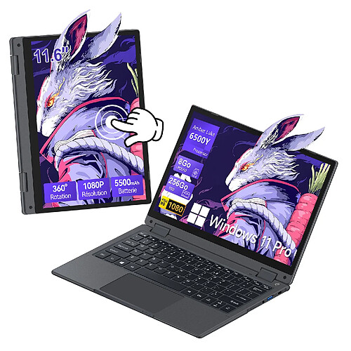VANWIN PC Portable 11.6"Ecran Tactile rotation 360°8Go RAM 256Go SSD-Intel® Pentium® Gold 6500Y