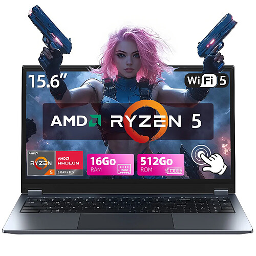 VANWIN PC Portable YOGA Ecran Tactile rotation 360°AMD Ryzen5 7430U RAM 16Go DDR4 SSD 512Go