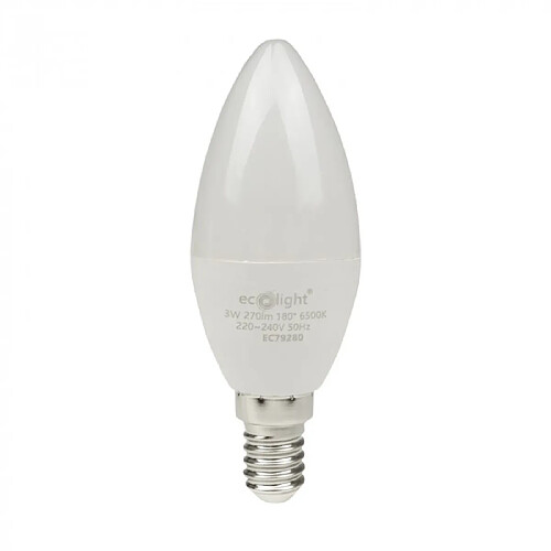 Ampoule LED sans scintillement bougie E14 3W 6500K 270lm Ecolight