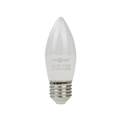 Ampoule LED bougie E27 3W 270lm 3000K non scintillante Ecolight