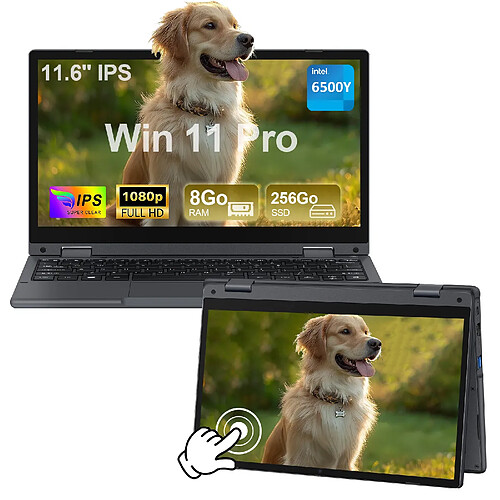 VANWIN PC Portable 11.6"Ecran Tactile rotation 360°8Go RAM 256Go SSD-Intel® Pentium® Gold 6500Y