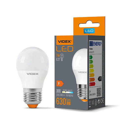 Ampoule LED G45 E27 7W blanc chaud 3000K 630lm Videx