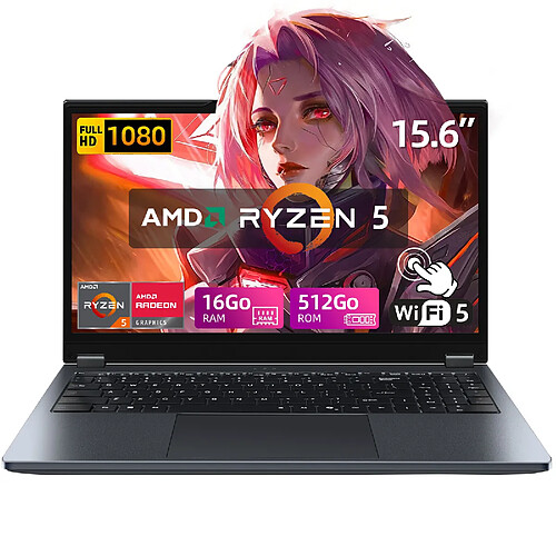 VANWIN PC Portable YOGA Ecran Tactile rotation 360°AMD Ryzen5 7430U RAM 16Go DDR4 SSD 512Go