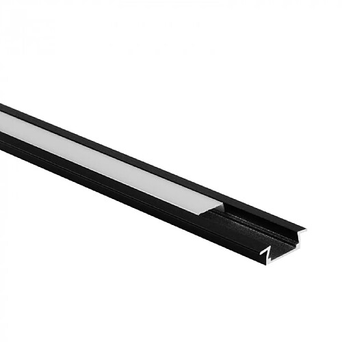 Profil encastré LED P02 noir avec opale 2m Ecolight