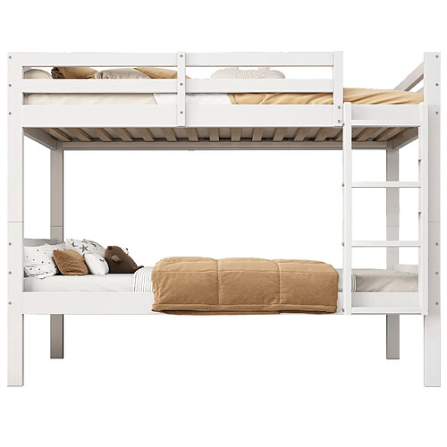 STILVORA Lit superposé 90/200 cm blanc en bois de pin séparable en 2 lits