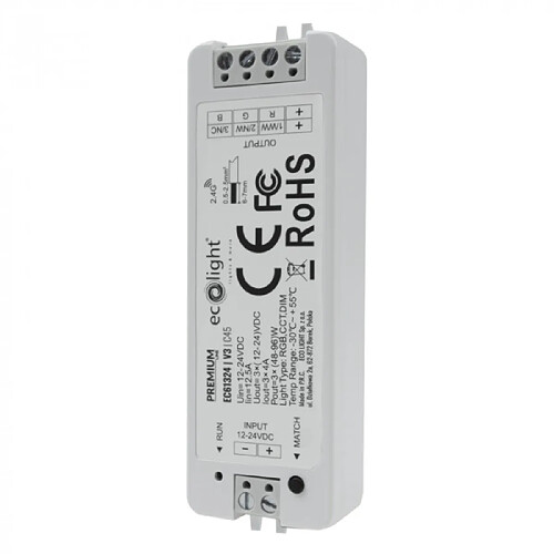 Contrôleur RF RGB pour rubans LED 12A 12-24V Ecolight