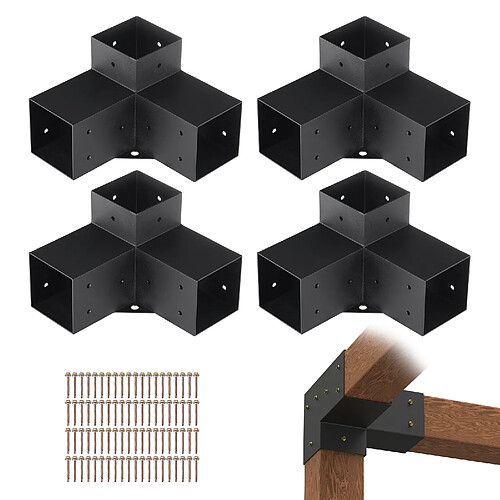 VEVOR Kit Support Pergola 3 Voies pour Poteau Gazebos 4''x4'' 10x10 cm Lot de 4