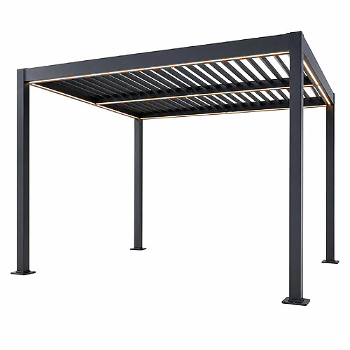 Concept Usine Pergola bioclimatique à LED 3x3m structure aluminium lames orientables CORFU