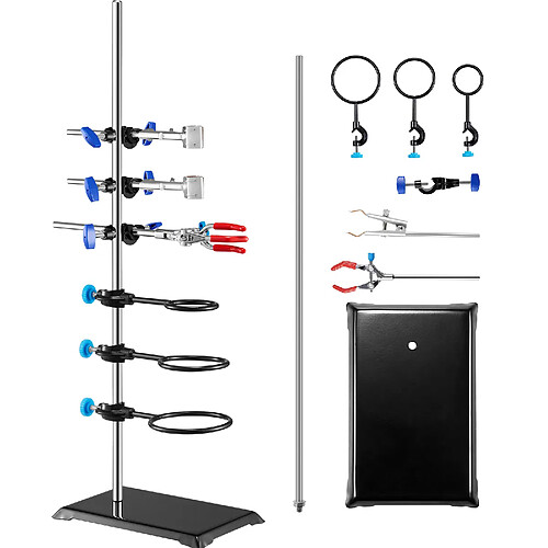 VEVOR Support de Laboratoire Support de Cornue de Labo Tige 60 cm avec Pinces