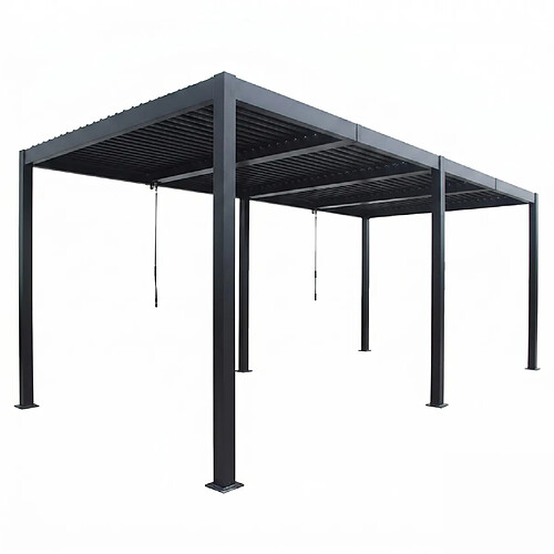 Concept Usine Pergola bioclimatique double 3x6 m noire PAROS