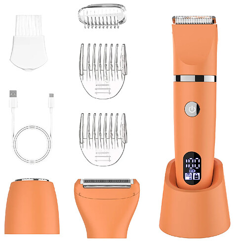 Épilateur RFC-2018 Femmes Rasoir HATTEKER Tondeuse Poils Visage 3-en-1 Wet&Dry Orange