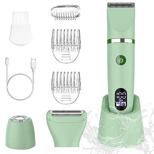 Épilateur RFC-2018 Femmes Rasoir HATTEKER Tondeuse Poils Visage 3-en-1 Wet&Dry Vert