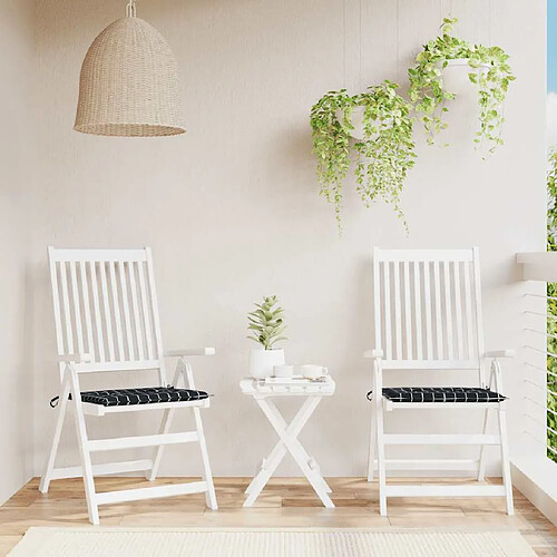 vidaXL Coussins de chaise de jardin lot de 2 motif à carreaux noir