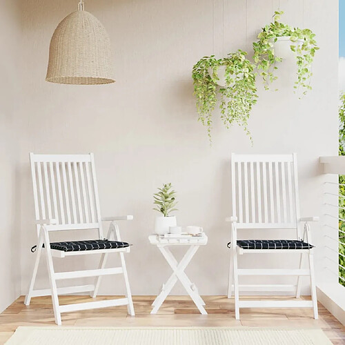 vidaXL Coussins de chaise de jardin lot de 2 motif à carreaux noir