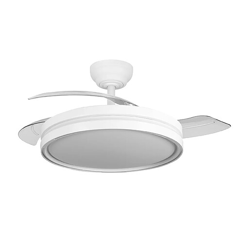 Autres Temps Ventilateur plafond LED Yatek Mia blanc moteur DC pales retractables
