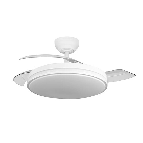 Autres Temps Ventilateur plafond Yatek Rubia blanc LED pales retractables 107 cm
