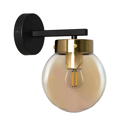 Applique murale boule verre noir/or Abruzzo Tesoro E27