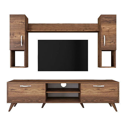 Hanah Home Ensemble meuble TV en bois - 180 x 35 x 48 cm - Marron