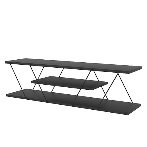Hanah Home Meuble TV en bois - 120 x 30 x 33 cm - Gris anthracite